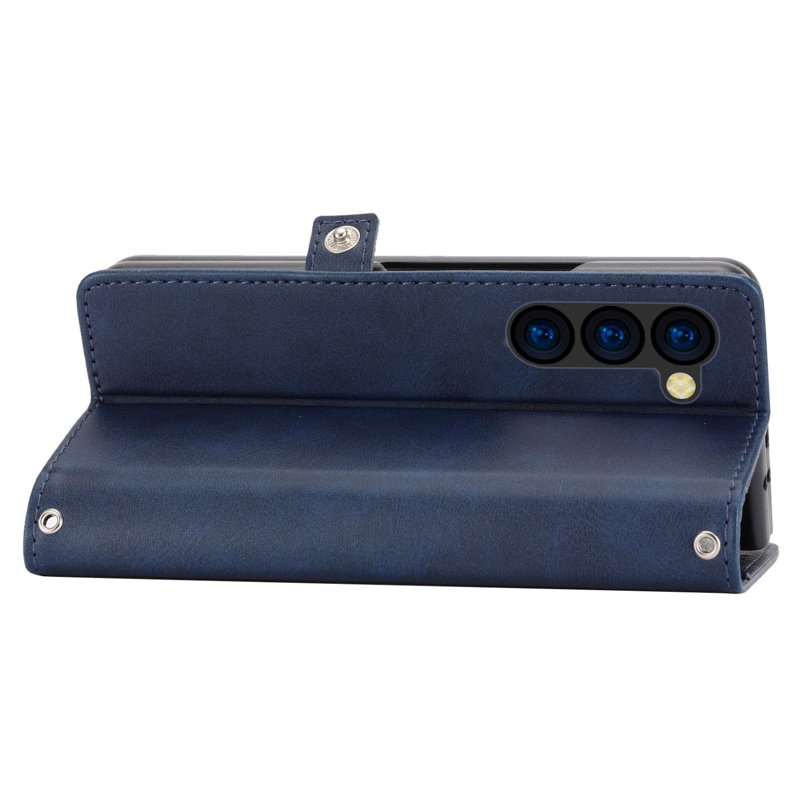 For Samsung Galaxy Z Fold6 5G Wallet Case Calf Texture PU Leather Phone Cover with Shoulder Strap - Blue For Samsung Galaxy Z Fold6 5G Wallet Case Calf Texture PU Leather Phone Cover with Shoulder Strap - Blue